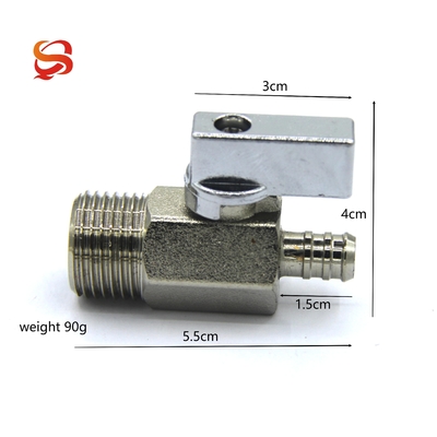 Mini Small Zinc Alloy 1/2 Brass Ball Valve Polished Electroplating Water Pipe Acessórios conjuntos